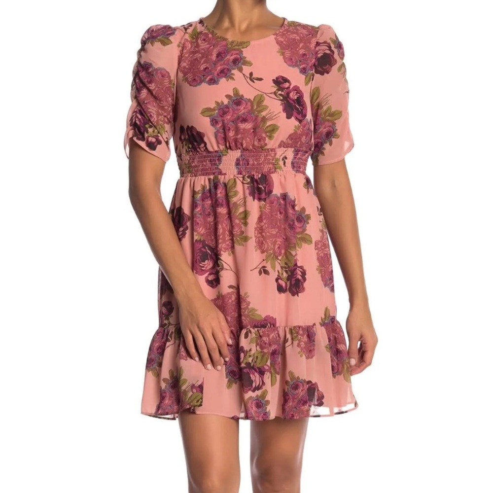 Betsey Johnson women's 6 floral print smoked waist midi dress Romantic coquette